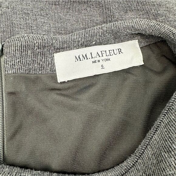 MM.LAFLEUR Charcoal Gray Boatneck 3/4 Sleeve Minimalist Career Dress Sz 6 - Picture 6 of 7